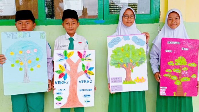 Verb Tree, Cara Kreatif Siswa MIN 4 Tebo Kuasai Simple Past Tense Verb Tree, Cara Kreatif Siswa MIN 4 Tebo Kuasai Simple Past Tense