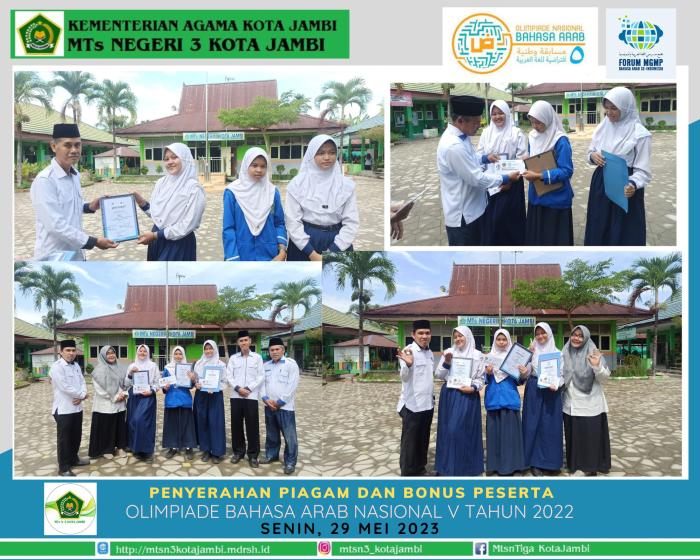 PENYERAHAN PIAGAM DAN UANG PEMBINAAN OLIMPIADE BAHASA ARAB NASIONAL V TAHUN 2022 PENYERAHAN PIAGAM DAN UANG PEMBINAAN OLIMPIADE BAHASA ARAB NASIONAL V TAHUN 2022
