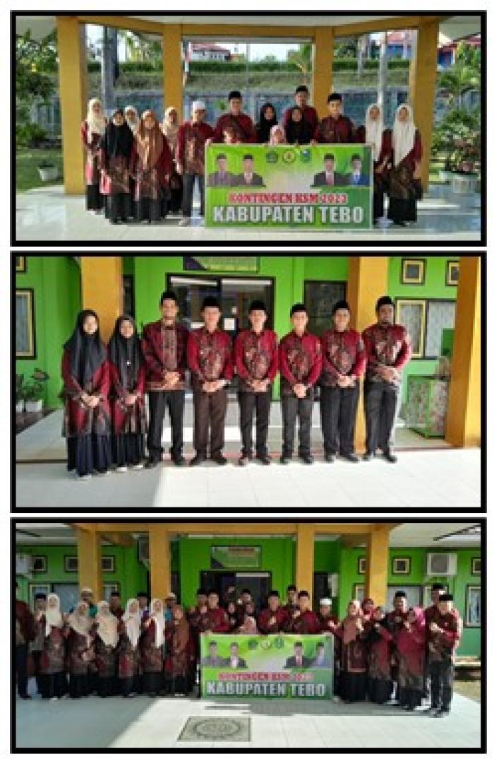 EMPAT  PESERTA KSM MTs N 1 TEBO IKUTI PELEPASAN DIKANTOR KEMENTERIAN AGAMA KAB. TEBO