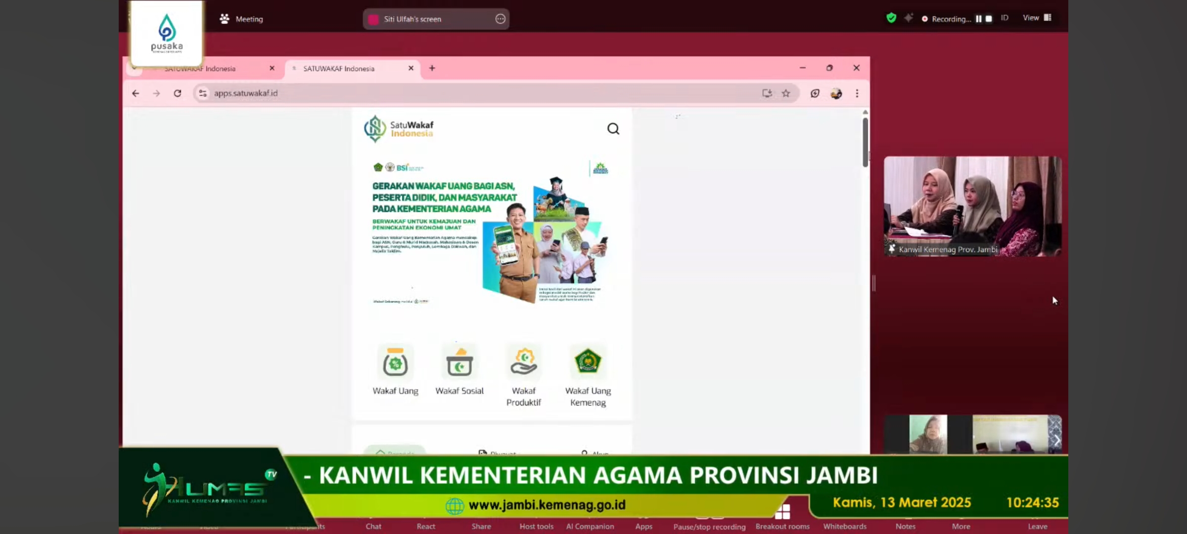 Kepala MIN 4 Tebo Ikuti Launching Gerakan Wakaf Uang  