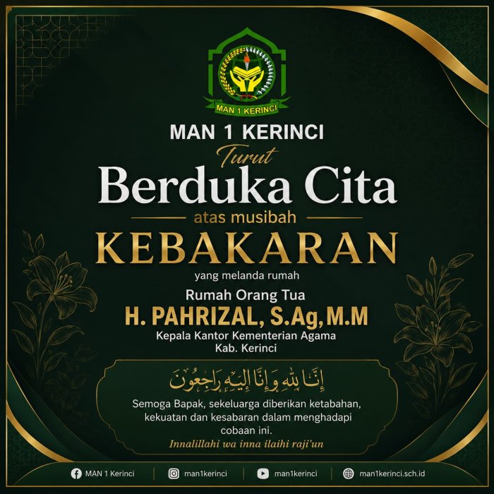 Musibah Kebakaran Menimpa Kediaman Orang Tua Kakankemenag Kabupaten Kerinci