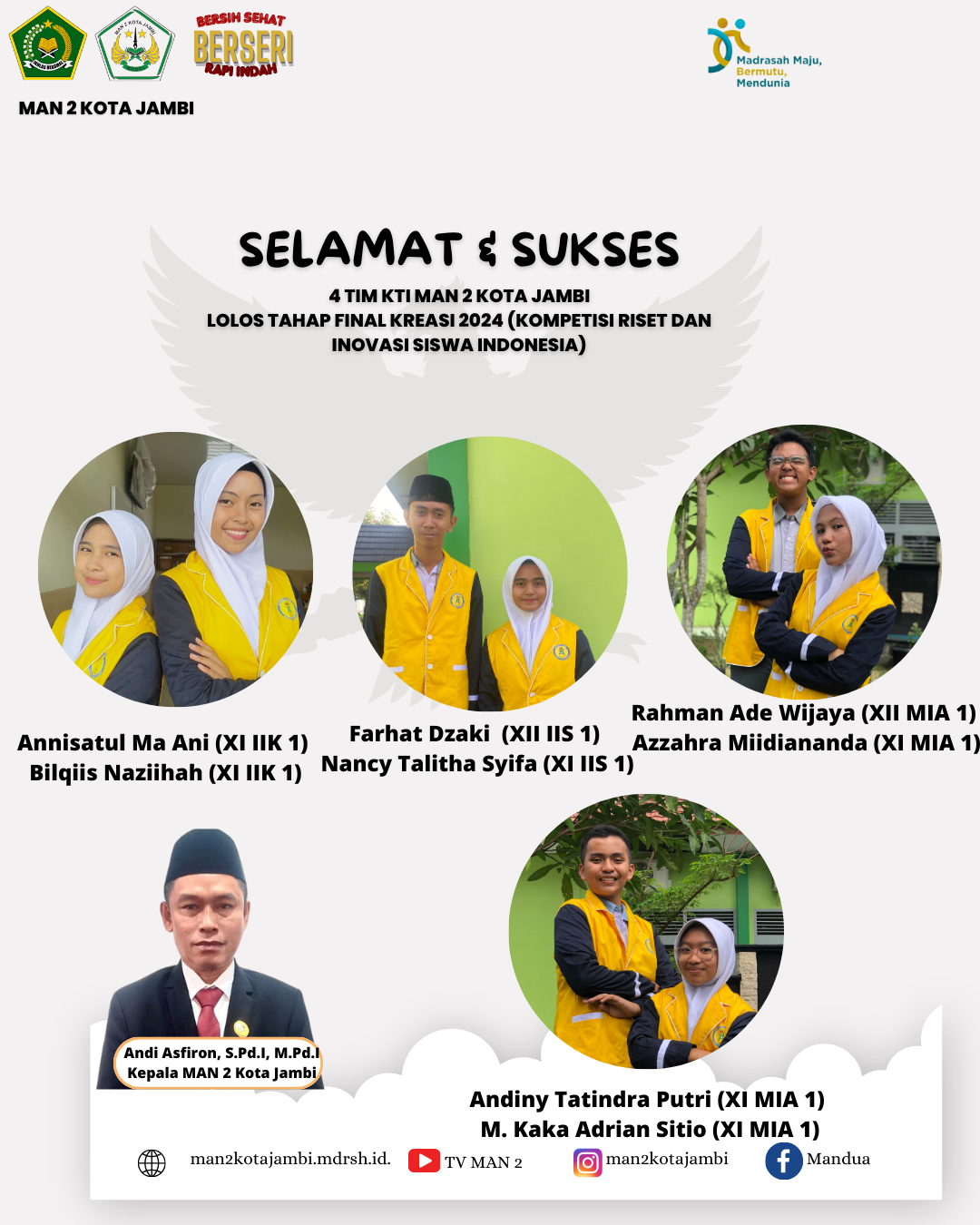 Empat Tim Karya Tulis Ilmiah MAN 2 Kota Jambi Berhasil Melaju ke Final KREASI 2024