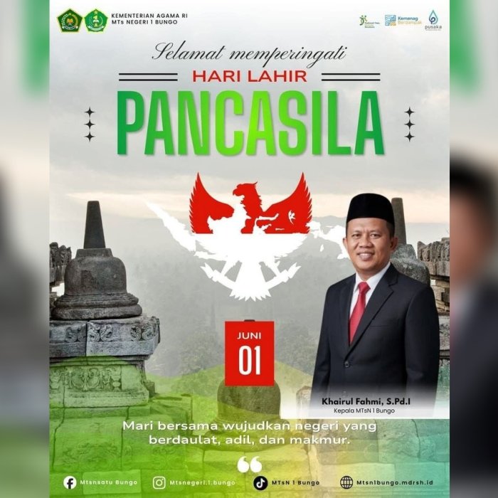 Peringati Hari Lahir Pancasila,MTsN 1 Bungo Ajak Warga Madrasah Amalkan Nilai-Nilai Pancasila Melalui Media Digital Peringati Hari Lahir Pancasila,MTsN 1 Bungo Ajak Warga Madrasah Amalkan Nilai-Nilai Pancasila Melalui Media Digital