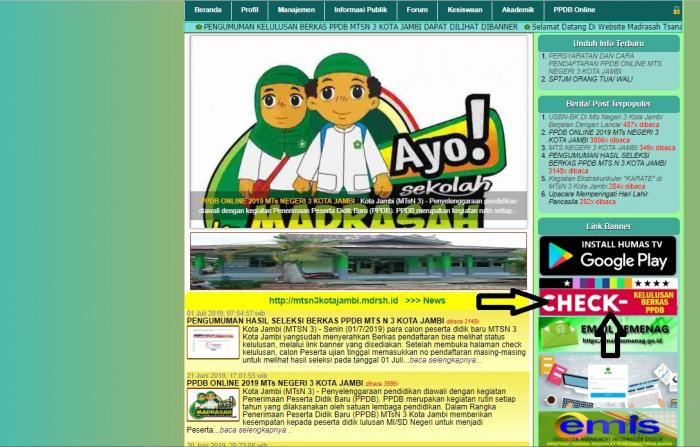 PENGUMUMAN KELULUSAN PESERTA DIDIK BARU MTS NEGERI 3 KOTA JAMBI TAHUN 2019/2020