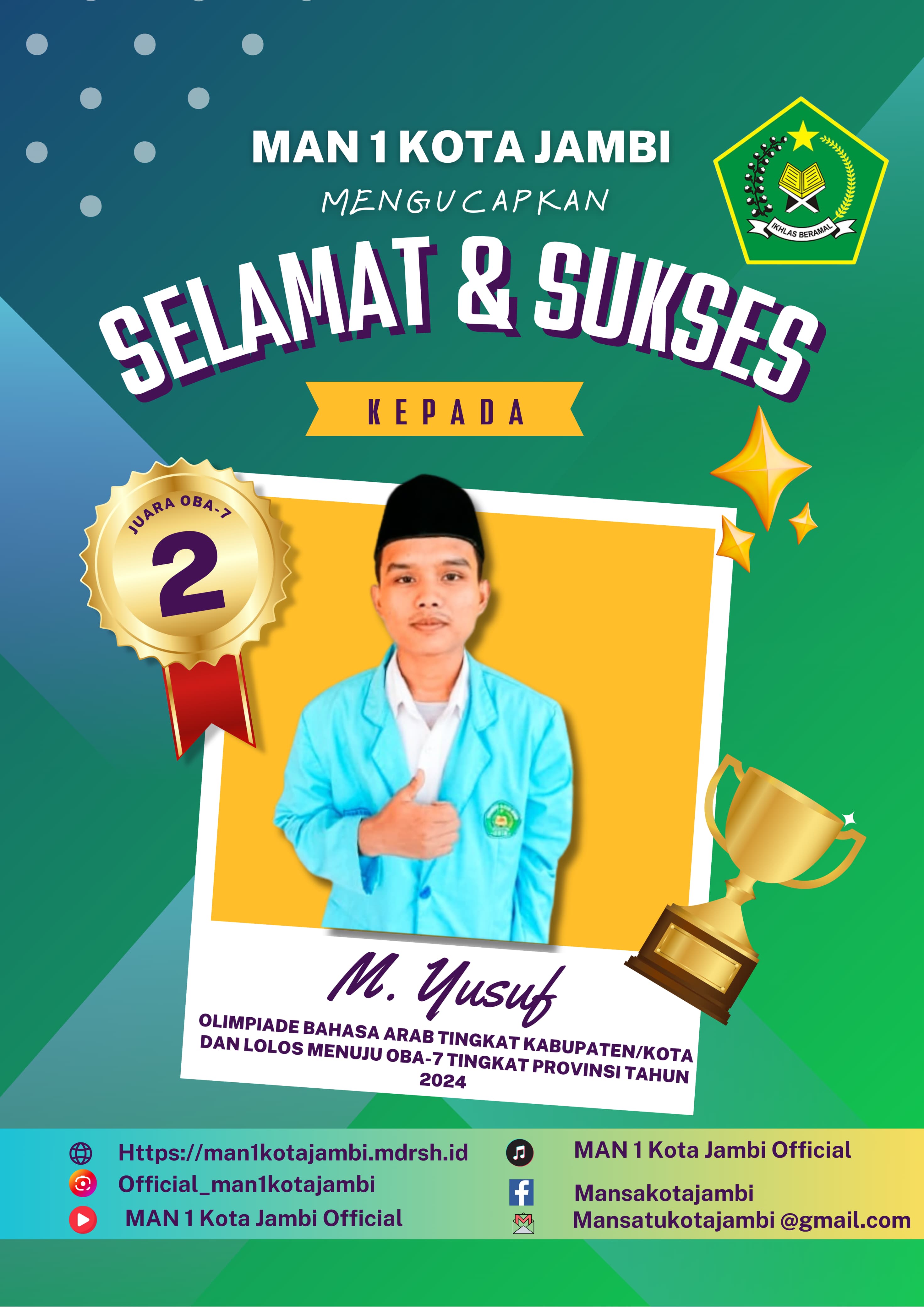 Raih Juara 2 Olimpiade Bahasa Arab, Siswa MAN 1 Kota Jambi Siap Maju ke Tingkat Provinsi