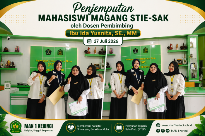 Mahasiswi Magang STIE-SAK Resmi Dijemput Dosen Pembimbing, MAN 1 Kerinci Apresiasi Sinergi Dunia Pendidikan Mahasiswi Magang STIE-SAK Resmi Dijemput Dosen Pembimbing, MAN 1 Kerinci Apresiasi Sinergi Dunia Pendidikan