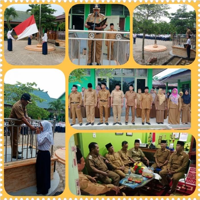Pak Lurah Eka Jaya mewakili Camat Paal Merah Menjadi Pembina Upacara di MTsN 3 Kota Jambi