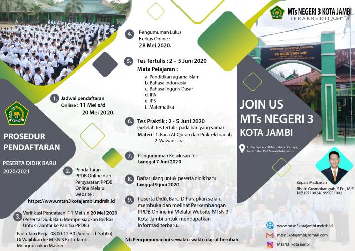 PPDB ONLINE MTs NEGERI 3 KOTA JAMBI TAHUN PELAJARAN 2020/2021