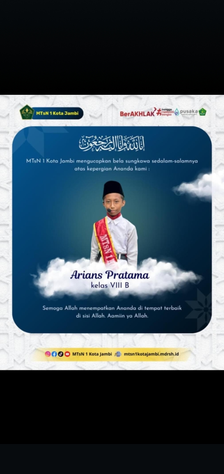 Berita Duka di MTs Negeri 1 Jambi: Siswa Meninggal, Komunitas Sekolah Gelar Yasinan dan Doa