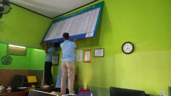 Papan Info Baru, Semangat Baru: Staf TU MTsN 1 Batang Hari Kompak Perbarui DUK dan DUP Tahun Ajaran 2026/2027