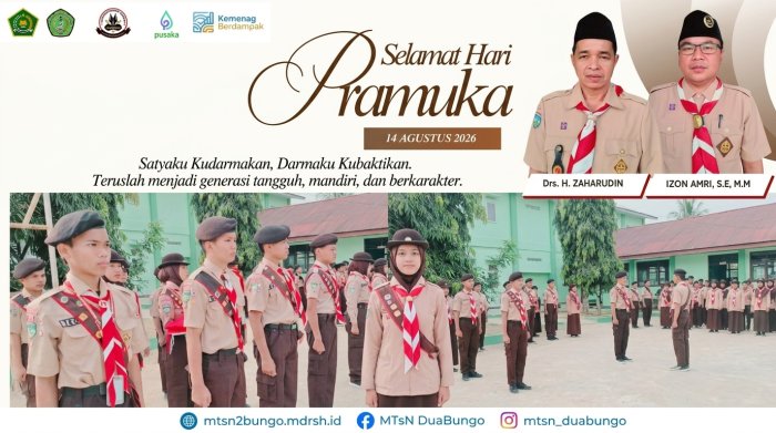 Peringati Hari Pramuka, Keluarga Besar MTsN 2 Bungo Ajak Generasi Muda Jadi Pribadi Tangguh dan Berkarakter