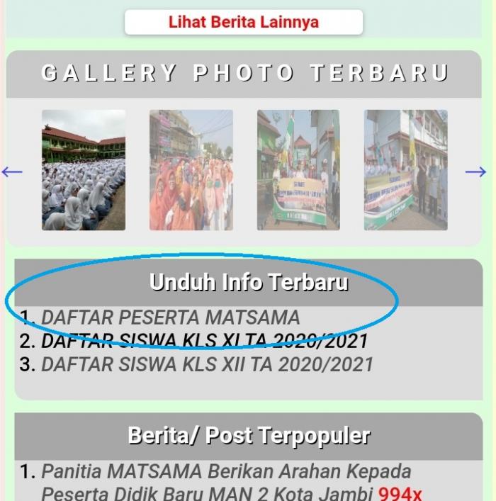 Surat Pemberitahuan Lanjutan Kegiatan Matsama MAN 2 Kota Jambi TA 2020/2021