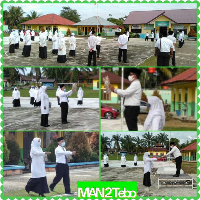 MAN 2  TEBO GELAR UPACARA HAB KEMENAG KE- 75 DENGAN PROTOKOL KESEHATAN KETAT