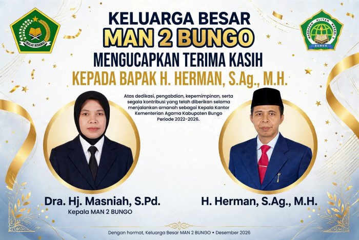 Keluarga Besar MAN 2 Bungo Sampaikan Terima Kasih kepada Bapak H. Herman atas Dedikasi dan Pengabdiannya Keluarga Besar MAN 2 Bungo Sampaikan Terima Kasih kepada Bapak H. Herman atas Dedikasi dan Pengabdiannya