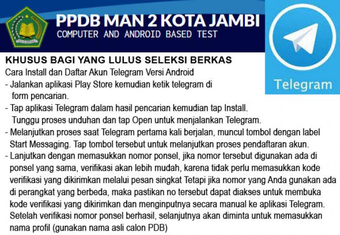 Wajib Tahu. Persiapan Simulasi dan Tes PPDB MAN 2 Kota Jambi TA. 2021/2022