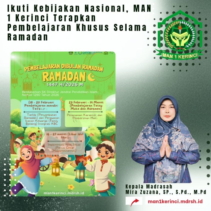 Ikuti Kebijakan Nasional, MAN 1 Kerinci Terapkan Pembelajaran Khusus Selama Ramadan Ikuti Kebijakan Nasional, MAN 1 Kerinci Terapkan Pembelajaran Khusus Selama Ramadan
