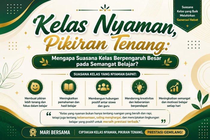 Kelas Nyaman, Pikiran Tenang: Mengapa Suasana Kelas Berpengaruh Besar pada Semangat Belajar? Kelas Nyaman, Pikiran Tenang: Mengapa Suasana Kelas Berpengaruh Besar pada Semangat Belajar?