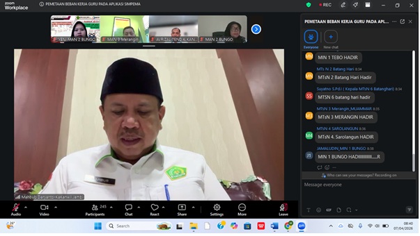 Optimalkan Pemetaan Beban Kerja Guru, Kepala MAN 2 Bungo Ikuti Rakor SIMPEMA Secara Daring Optimalkan Pemetaan Beban Kerja Guru, Kepala MAN 2 Bungo Ikuti Rakor SIMPEMA Secara Daring