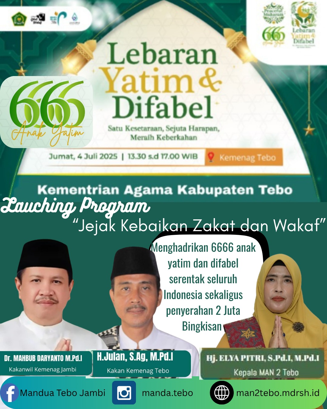   Peaceful Muharam 1447 Hijriyah,  MAN 2 Tebo serahkan 43 Paket Bantuan