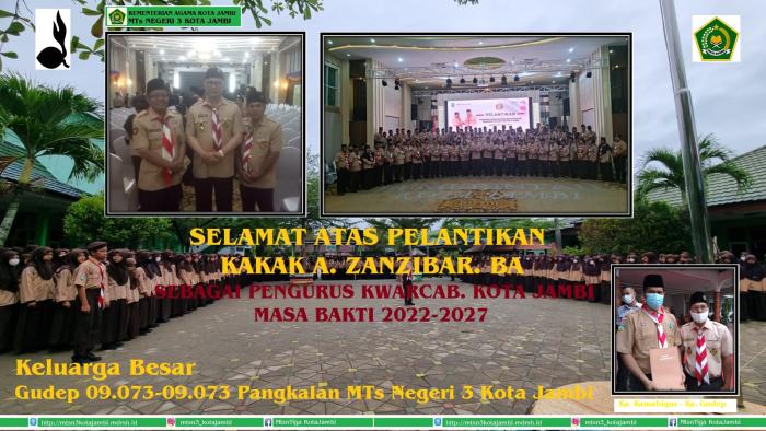 Ka. Gudep 09.073-074 Ikut dilantik Sebagai Pengurus Kwarcab. Kota Jambi Masa Bakti 2022-2027 Ka. Gudep 09.073-074 Ikut dilantik Sebagai Pengurus Kwarcab. Kota Jambi Masa Bakti 2022-2027