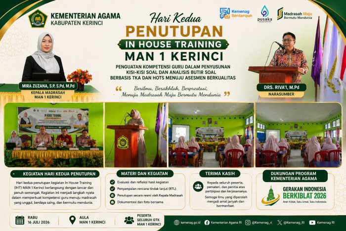 Hari Kedua IHT MAN 1 Kerinci Ditutup, Perkuat Kompetensi Guru Menuju Asesmen Berkualitas Hari Kedua IHT MAN 1 Kerinci Ditutup, Perkuat Kompetensi Guru Menuju Asesmen Berkualitas