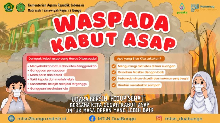 MTsN 2 Bungo Terbitkan Imbauan Waspada Kabut Asap untuk Jaga Kesehatan Siswa
