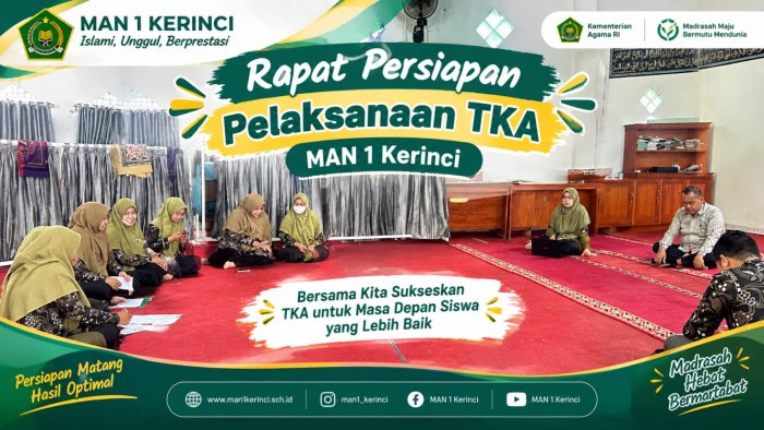 MAN 1 Kerinci Gelar Rapat Persiapan TKA, Dorong Siswa Kenali Potensi Akademik