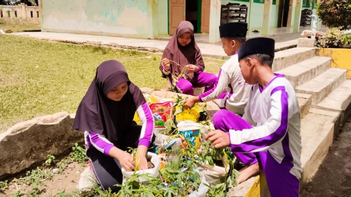 Siswa Kelas 5A MIN 4 Tebo Tanam Ubi sebagai Bagian Ekoteologi