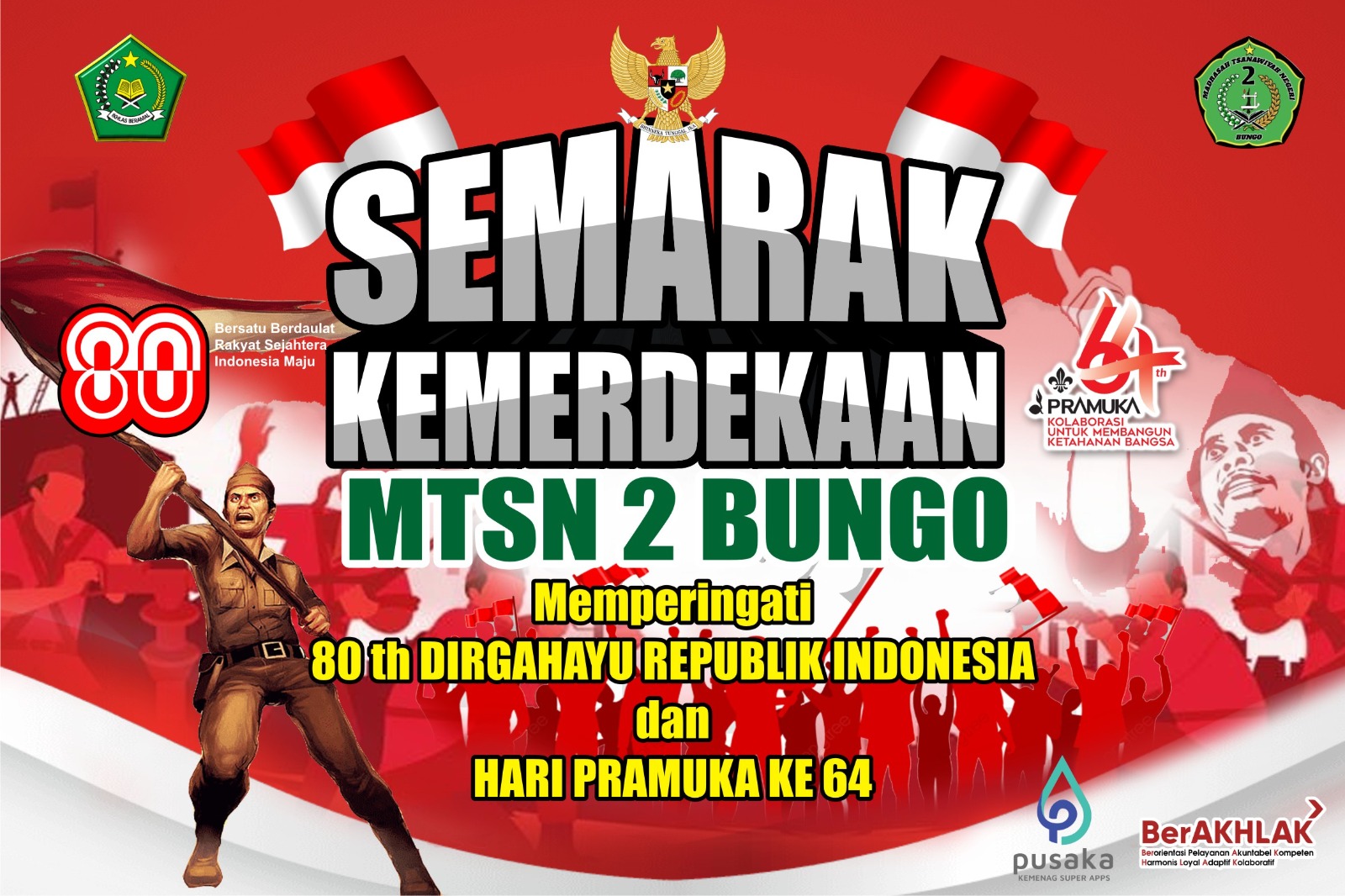 MTsN 2 BUNGO GELAR UPACARA HUT PRAMUKA KE-64