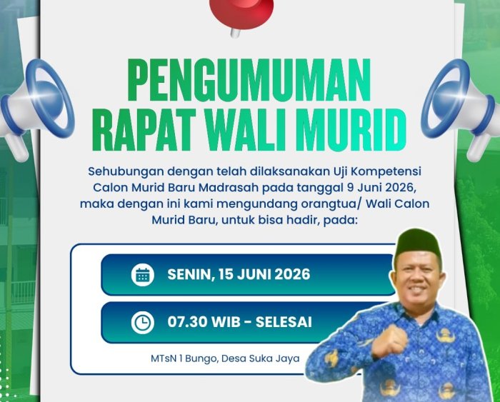 Pasca Tes Kompetensi Akademik, MTsN 1 Bungo Siap Gelar Pertemuan Strategis Bersama Orang Tua Calon Murid Baru Pasca Tes Kompetensi Akademik, MTsN 1 Bungo Siap Gelar Pertemuan Strategis Bersama Orang Tua Calon Murid Baru