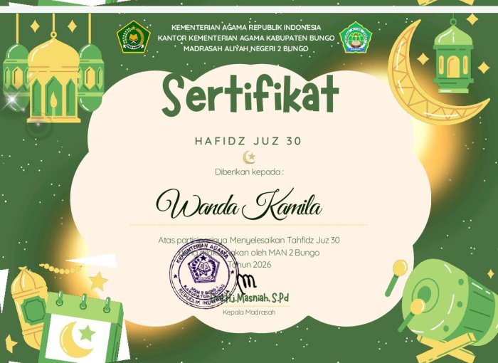 Usai Ujian Tahfidz Juz 30, Dewan Juri MAN 2 Bungo Siapkan Sertifikat Penghargaan Usai Ujian Tahfidz Juz 30, Dewan Juri MAN 2 Bungo Siapkan Sertifikat Penghargaan
