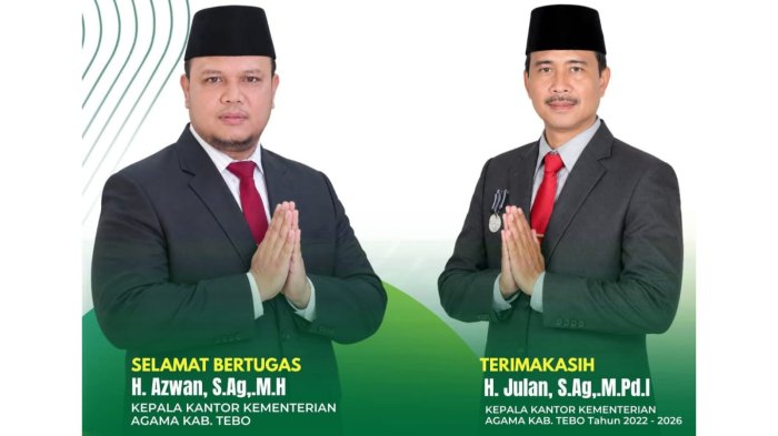 Kantor Kemenag Tebo Berganti Kepemimpinan, MIN 4 Tebo Sampaikan Selamat Kepada H. Azwan dan Terima Kasih kepada H.Julan