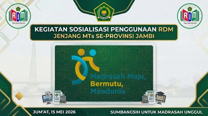 Tingkatkan Kompetensi Digital, Operator RDM MTsN 1 Bungo Hadiri Sosialisasi RDM se-Provinsi Jambi