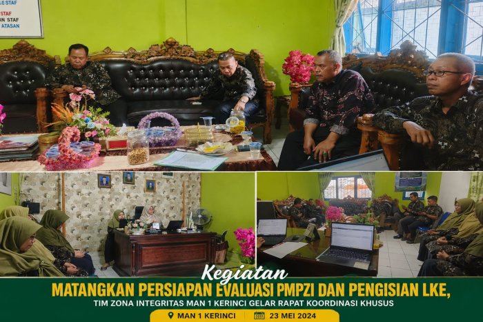 Matangkan Persiapan Evaluasi PMPZI dan Pengisian LKE, Tim Zona Integritas MAN 1 Kerinci Gelar Rapat Koordinasi Khusus