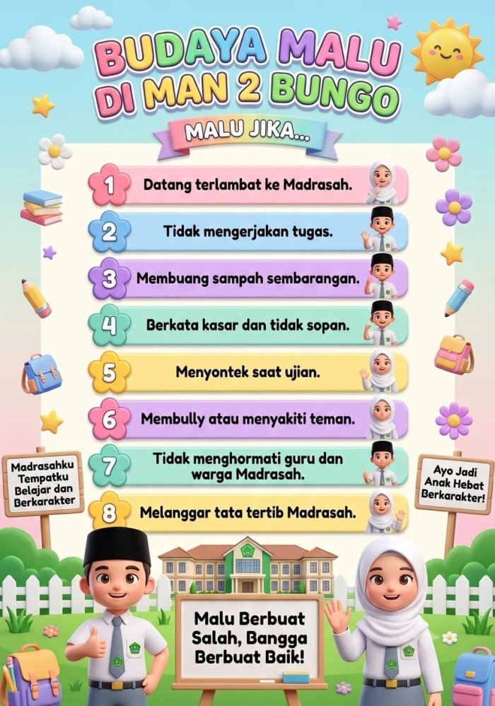 Membangun Karakter Unggul Melalui Gerakan 8 Budaya Malu di MAN 2 Bungo Membangun Karakter Unggul Melalui Gerakan 8 Budaya Malu di MAN 2 Bungo