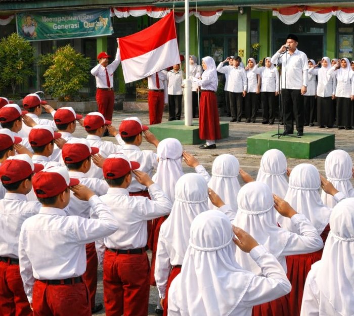 Menanamkan Nilai Kebersihan Sejak Dini, MI Negeri 1 TJB Gelar Upacara Bendera Bertema Kebersihan Sebagian dari Iman