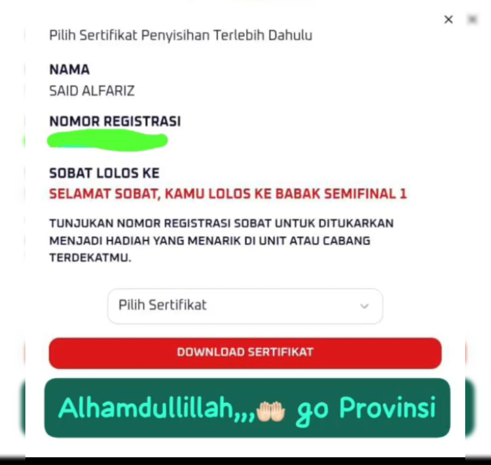 Said Alfariz, Siswa MTsN 2 Bungo Lolos ke Babak Semifinal Tingkat Provinsi Said Alfariz, Siswa MTsN 2 Bungo Lolos ke Babak Semifinal Tingkat Provinsi