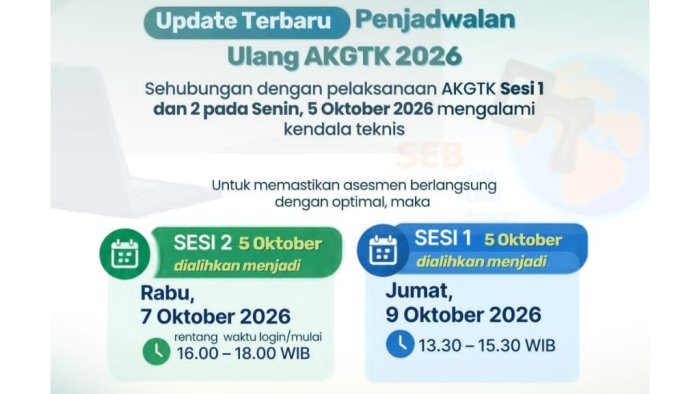 AKGTK 2026 Hari Pertama Terkendala Sistem, Pelaksanaan Sesi 1 dan 2 Dijadwalkan Ulang