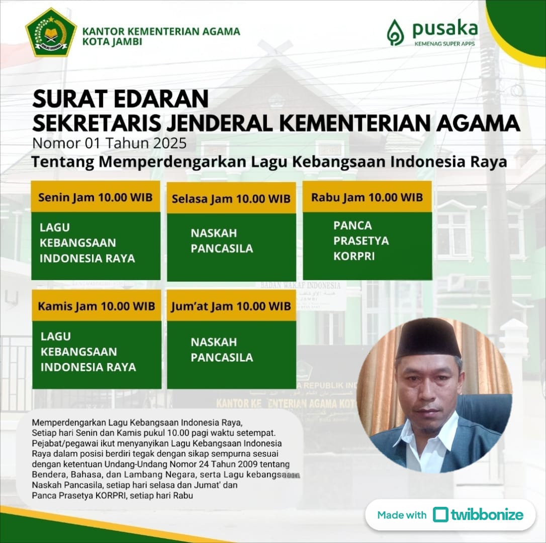 MAN 2 Kota Jambi Sambut Baik Surat Edaran Kemenag tentang Lagu Indonesia Raya MAN 2 Kota Jambi Sambut Baik Surat Edaran Kemenag tentang Lagu Indonesia Raya