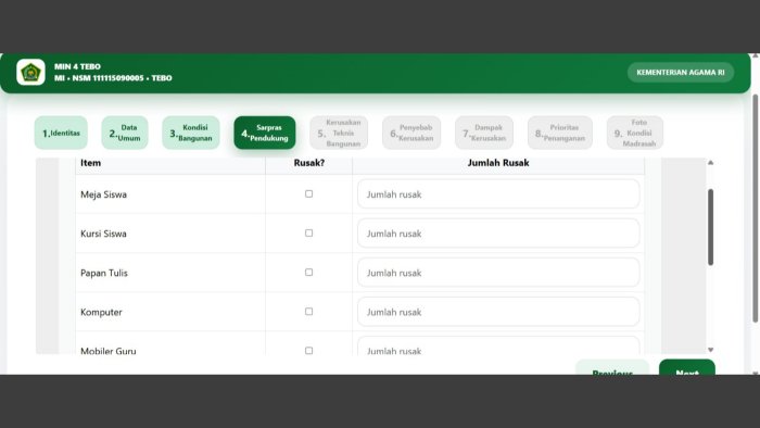 Respons Cepat Instruksi Pusat, MIN 4 Tebo Perbarui Data Sarana Prasarana di Aplikasi SimSarpras Respons Cepat Instruksi Pusat, MIN 4 Tebo Perbarui Data Sarana Prasarana di Aplikasi SimSarpras