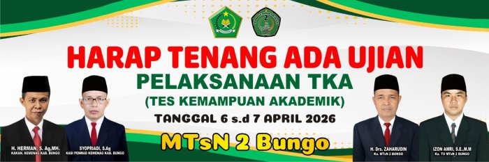 Persiapan Matang Hadapi Ujian TKA, MTsN 2 Bungo Ajak Siswa Tetap Tenang Persiapan Matang Hadapi Ujian TKA, MTsN 2 Bungo Ajak Siswa Tetap Tenang
