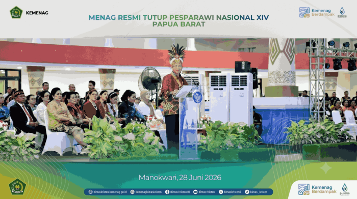 Menag Nasaruddin Umar Resmi Tutup Pesparawi Nasional XIV di Papua Barat: Bingkai Persaudaraan Sejati
