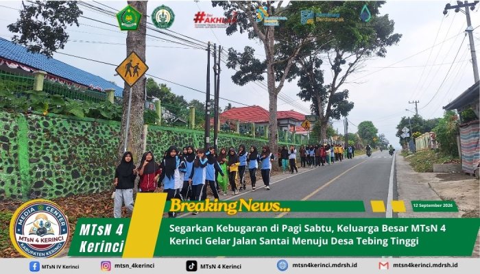Segarkan Kebugaran di Pagi Sabtu, Keluarga Besar MTsN 4 Kerinci Gelar Jalan Santai Menuju Desa Tebing Tinggi