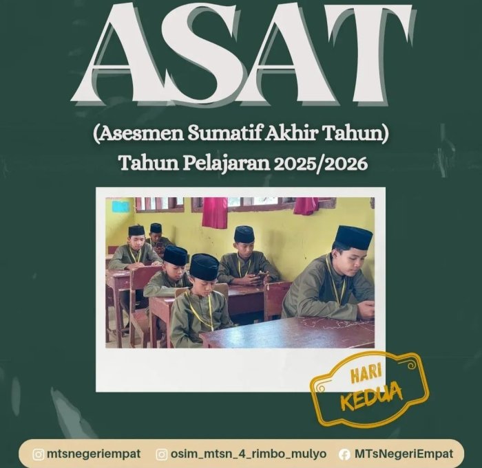 Hari ke-dua Pelaksanaan Sumatif Akhir Semester (SAS) di MTsN 4 Tebo Hari ke-dua Pelaksanaan Sumatif Akhir Semester (SAS) di MTsN 4 Tebo