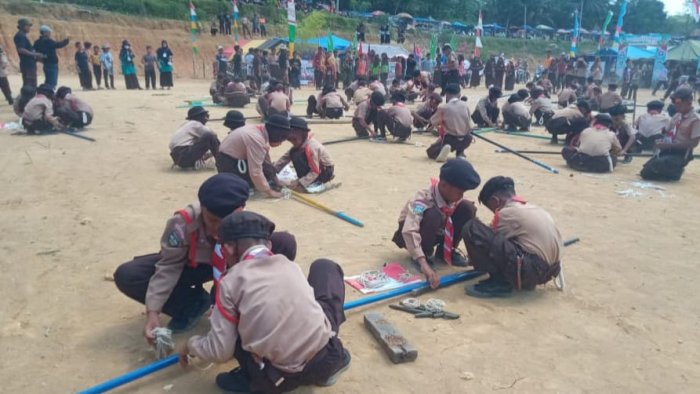 Kontingen MIN 4 Tebo Tampil Solid dalam Lomba Pioneering Jamran