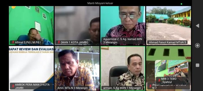 Rakor KKM : MAN, MTsN da MI se Provinsi Jambi via Zoom Meeting Rakor KKM : MAN, MTsN da MI se Provinsi Jambi via Zoom Meeting