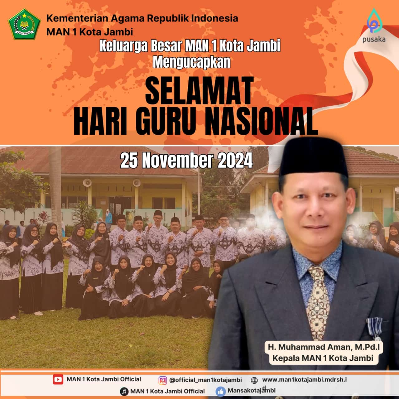 Upacara Hari Guru Nasional di MAN 1 Kota Jambi Berlangsung Khidmat