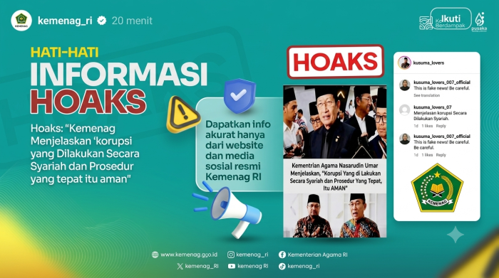 Kemenag Tegaskan Narasi Korupsi secara Syariah Itu Aman Adalah Hoaks!