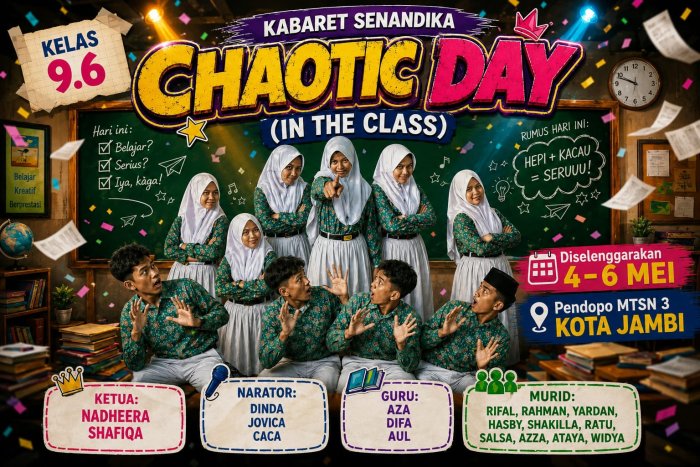 Kolaborasi Lintas Mata Pelajaran Kelas IX MTsN 3 Kota Jambi Tampilkan Pertunjukan Kabaret Kreatif