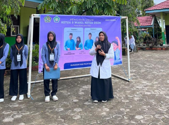Sambutan Kepala Madrasah Dan Waka Kesiswaan dalam Pemilihan Ketua dan Wakil Ketua OSIM MAN 2 Bungo Periode 2025/2026 Sambutan Kepala Madrasah Dan Waka Kesiswaan dalam Pemilihan Ketua dan Wakil Ketua OSIM MAN 2 Bungo Periode 2025/2026
